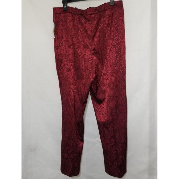 Vintage Womens Dress Pants Size 14 Burgundy Lightweight 90s Paisley Retro - Picture 5 of 12